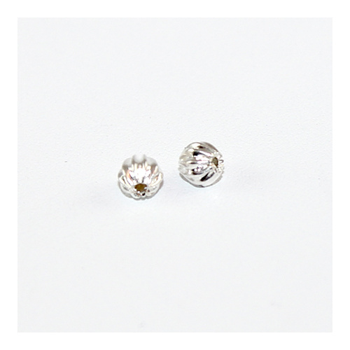 4mm Round Corrugated Bead - Silver