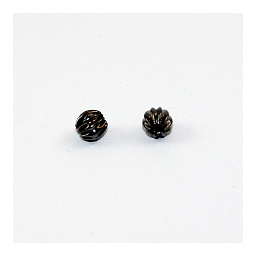 4mm Round Corrugated Bead - Gunmetal
