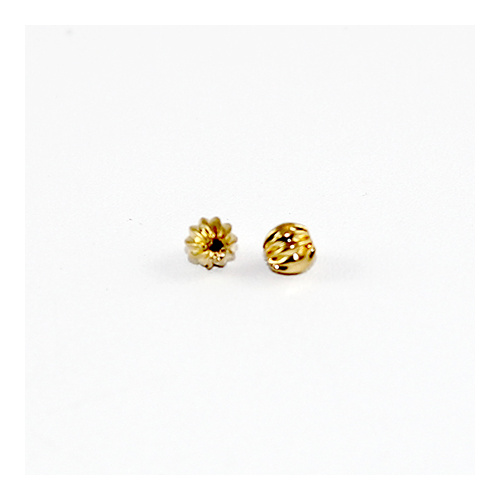 4mm Round Corrugated Bead - Gold