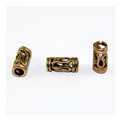 Open Swirl Tube Large Spacer Bead - Antique Gold