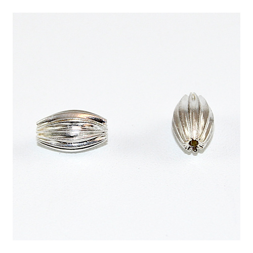 10mm x 6mm Corrugated Bead - Silver