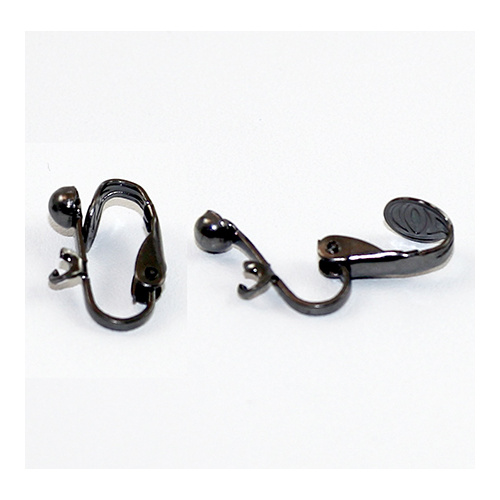 4mm Dome with Drop Clip on Earring - Gunmetal - Pair
