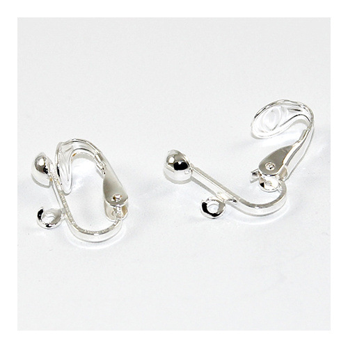 4mm Dome with Drop Clip on Earring - Silver - Pair