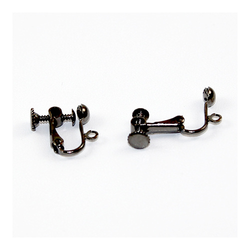 4mm Dome with Drop Screw on Earring - Pair  - Gunmetal