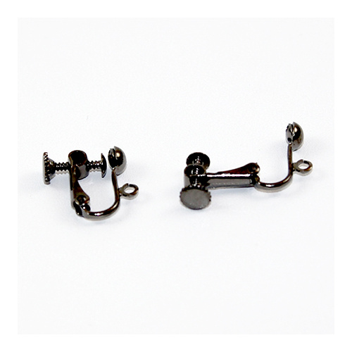 4mm Dome with Drop Screw on Earring - Pair  - Black Nickel