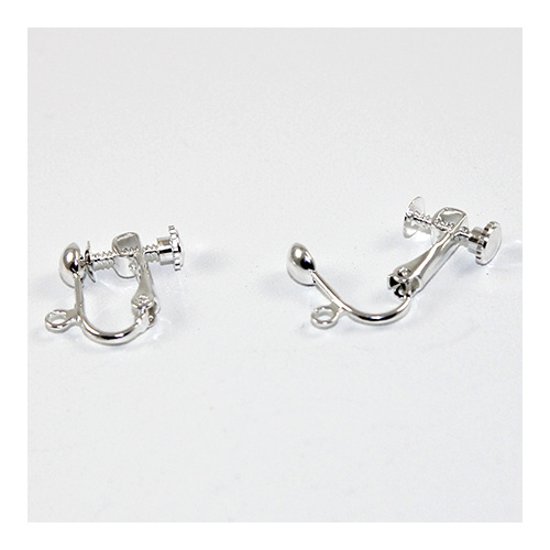 4mm Dome with Drop Screw on Earring - Pair - Silver