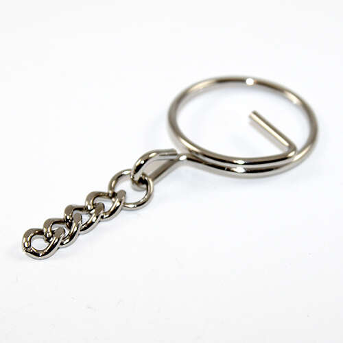 Split Ring Keyring with Chain - Antique Silver