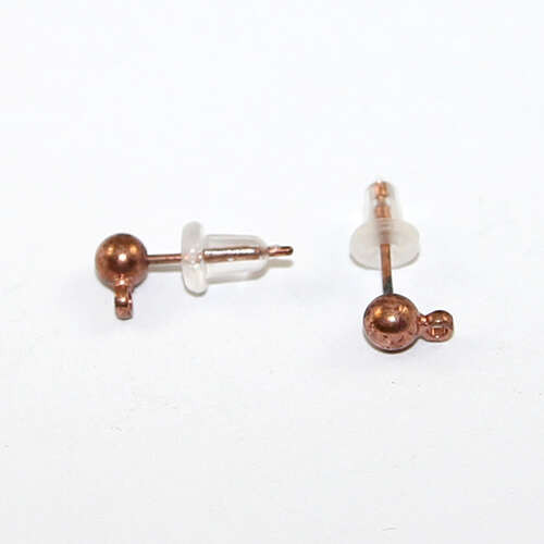 4mm Ball Post with Drop - Pair - Antique Copper