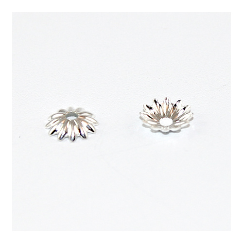 Corrugated Large Bead Cap - Silver