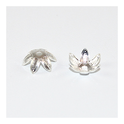 6 Point Leaf Bead Cap - Silver