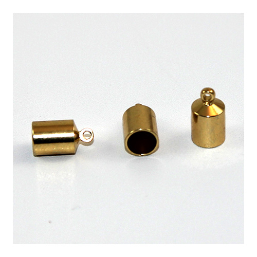 7mm Brass Cord End - Glue in - Gold