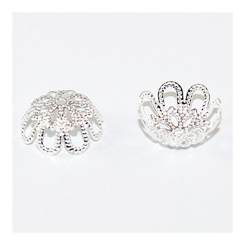 Lace Pudding Bead Cap - Silver