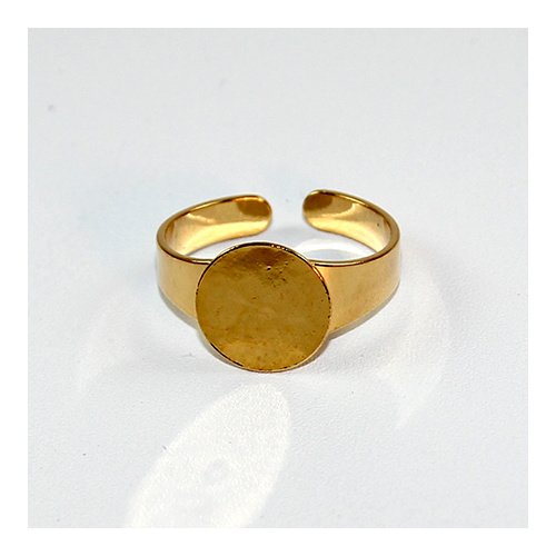 12mm Flat Pad Adjustable Ring Base - Gold