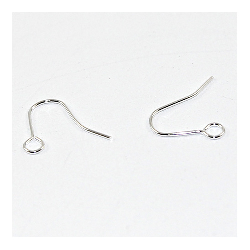Plain Ear Hook - Small - Silver - Pair