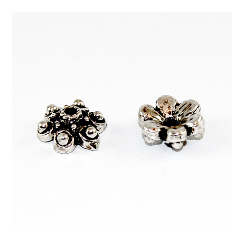 6 Point Bead Cap - Antique Silver