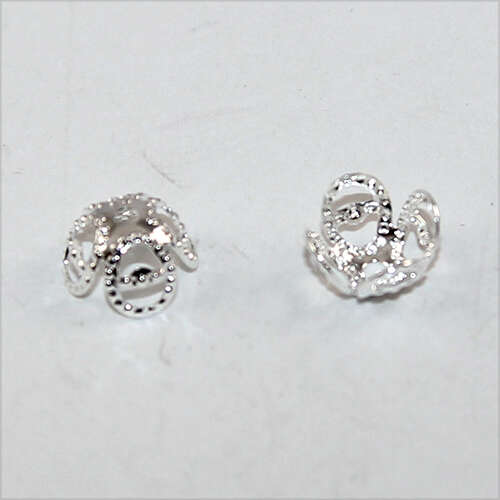 4 Leaf Lace Bead Cap - Silver