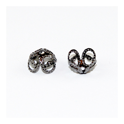 4 Leaf Lace Bead Cap - Gunmetal
