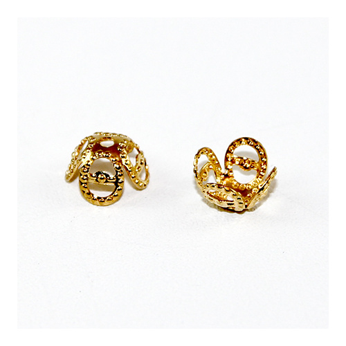 4 Leaf Lace Bead Cap - Gold