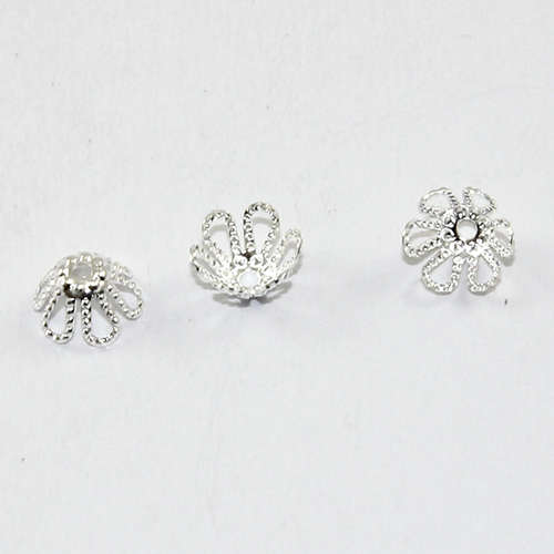 6 Point Lace Bead Cap - Silver