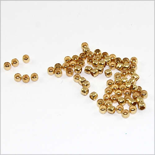 Micro Brass Crimps –  2mm - Gold - Pack of 100