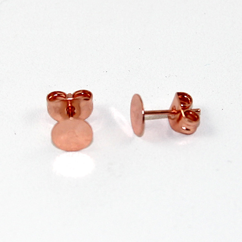 6mm Flat Pad Stud Earring - Pair - Rose Gold