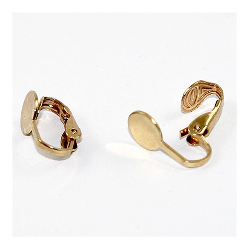 8mm Pad Clip on Earring - Pair - Gold