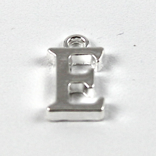 Letter "E" Charm - Silver Plate
