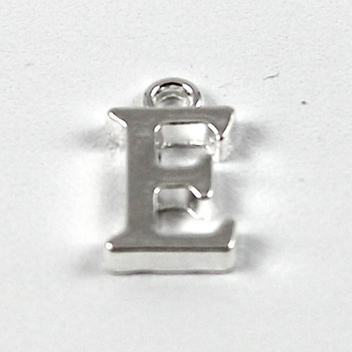 Letter "E" Charm - Silver Plate