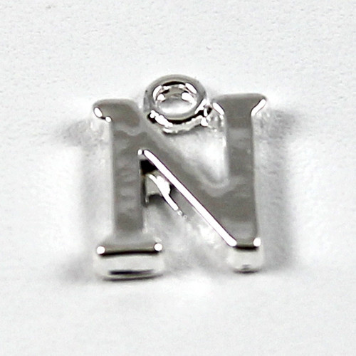 Letter "N" Charm - Silver Plate