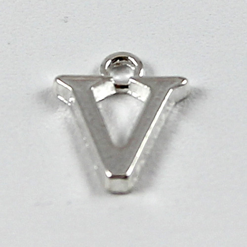 Letter "V" Charm - Silver Plate