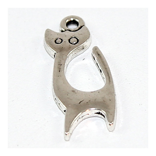 Cat Charm - Antique Silver