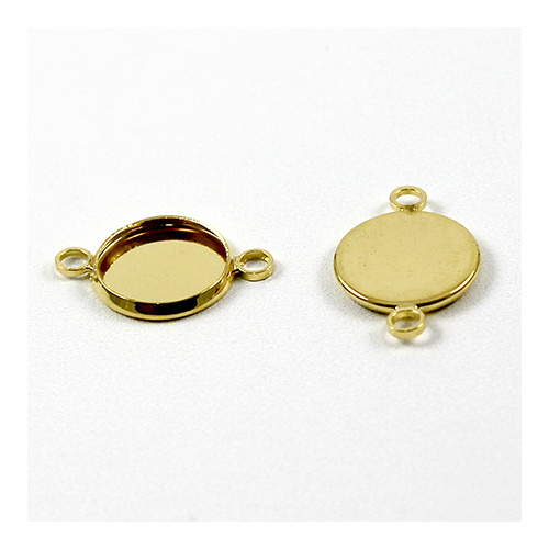 12mm Round Cabochon Connector Setting - Gold Plated