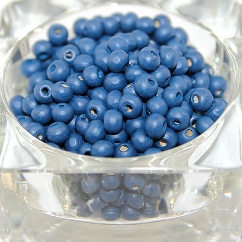 6mm Round Wooden Beads - Navy - 100 Piece Bag