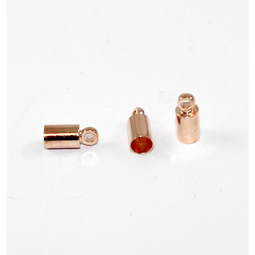 4mm Copper Cord End - Glue in - Rose Gold