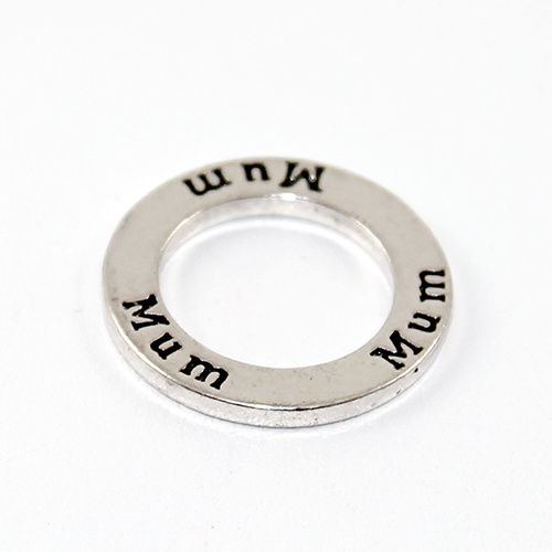 Mum Stamped Circle Pendant  - Antique Silver