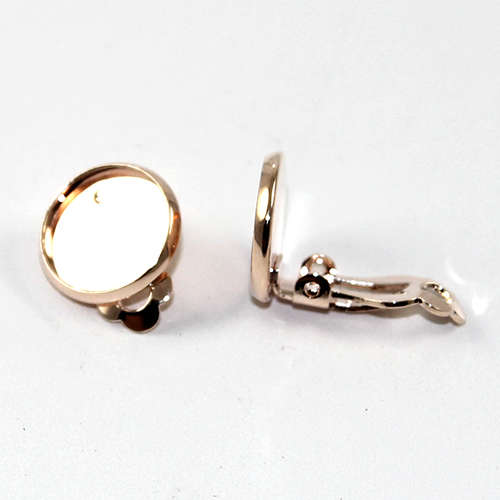 12mm Cabochon Setting Clip-ons - Pair - Rose Gold Plate