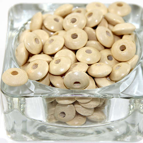 Pack of 50 - 12mm Abacus Hinoki Wood Beads - Natural