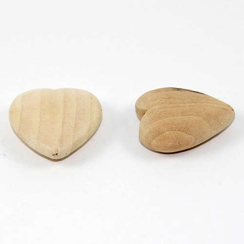Pack of 5 - 27mm x 26mm Heart Shaped Hinoki Wood Beads - Natural