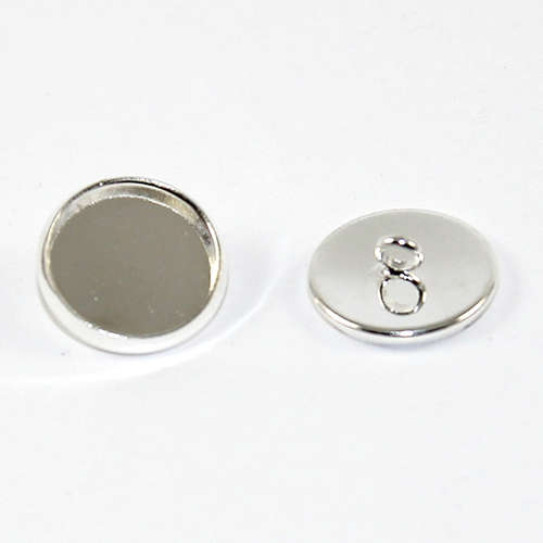 12mm Cabochon Setting Button - Silver Plated