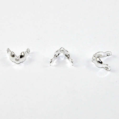 4mm Calotte Cover with 2 Closed Loops - Silver Plated