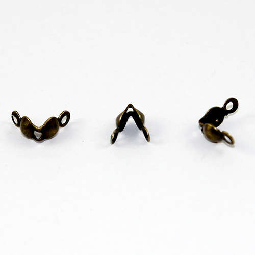 4mm Calotte Cover with 2 Closed Loops - Antique Bronze Plated