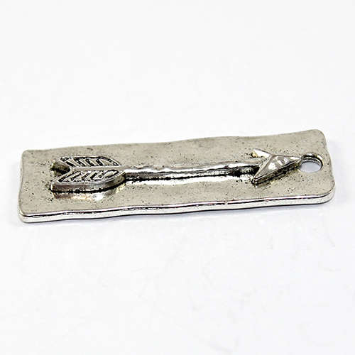Hammered 39mm Arrow Pendant - Antique Silver Plated