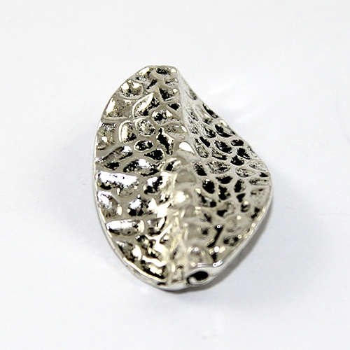 Hammered Twisted Leaf Spacer Bead - Antique Silver Plated