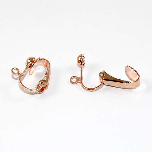 4mm Dome with Drop Clip on Earring - Pair - Rose Gold Plated