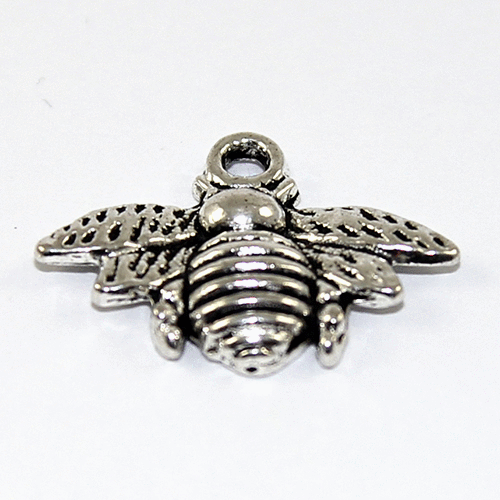 Bumble Bee Charm - Antique Silver Plated - 2 Pieces