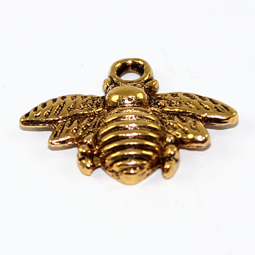 Bumble Bee Charm - Antique Gold Plates - 2 Pieces