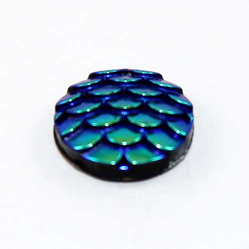 12mm Mermaid / Fish / Dragon Scale Dome Cabochon - Bermuda Blue