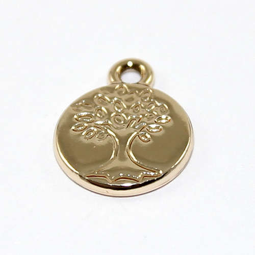 15mm Carved Tree of Life Charm - Gold - 2 Pieces