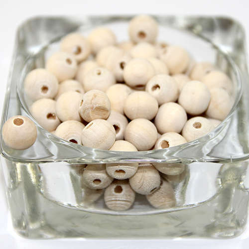 10mm Round Hinoki Wooden Beads - Natural - 50 Piece Bag