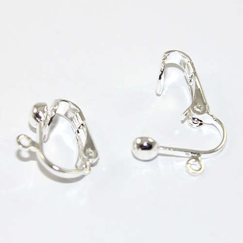 4mm Dome with Drop Clip on Earring - Pair - Silver